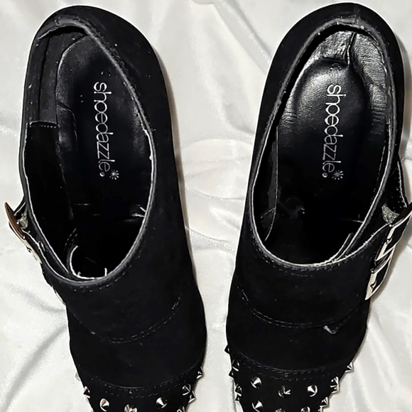 Rocker Spiked Bootie Buckle Heels - Picture 3 of 7